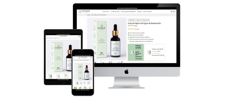 Projet de Refonte de page produit e-commerce réalisé par 9lift Agence PrestaShop