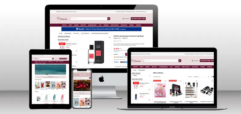 Projet de Migration & refonte du site vhenus.com réalisé par 9lift Agence PrestaShop